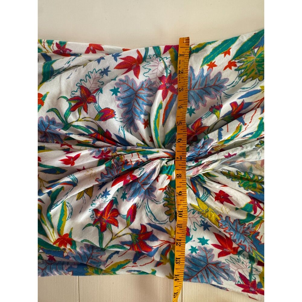 Amiani Floral Twist Front Midi Dress Tropical Print Beach Cover-Up White M - Picture 5 of 8